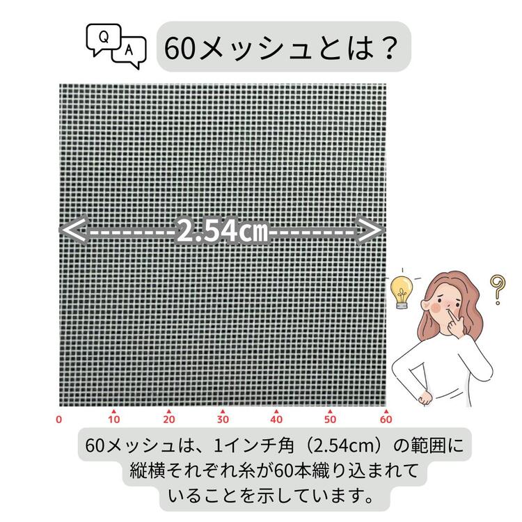 細かさ極ネット 長さ2m巻 910mm 60メッシュ 黒 グレー